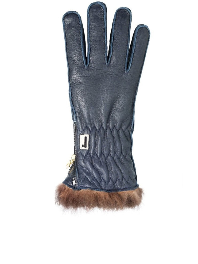 Restelli Peccary Opossuy Quilted Fur-Trim Gloves