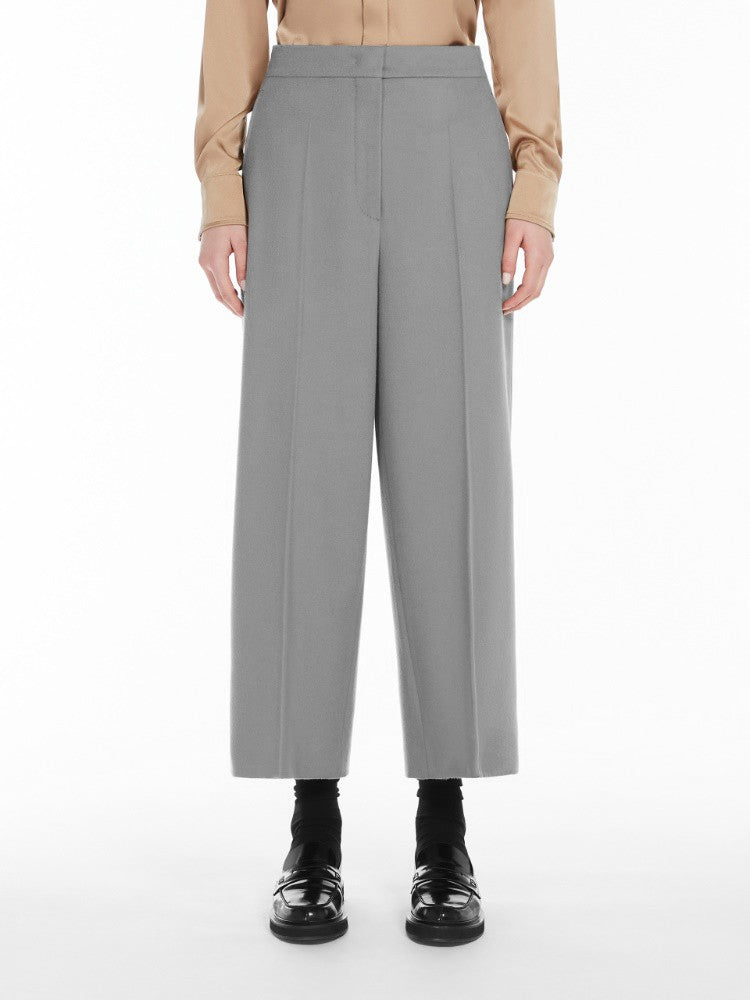Max Mara Cropped Grey Trousers With Wide-Leg Silhouette