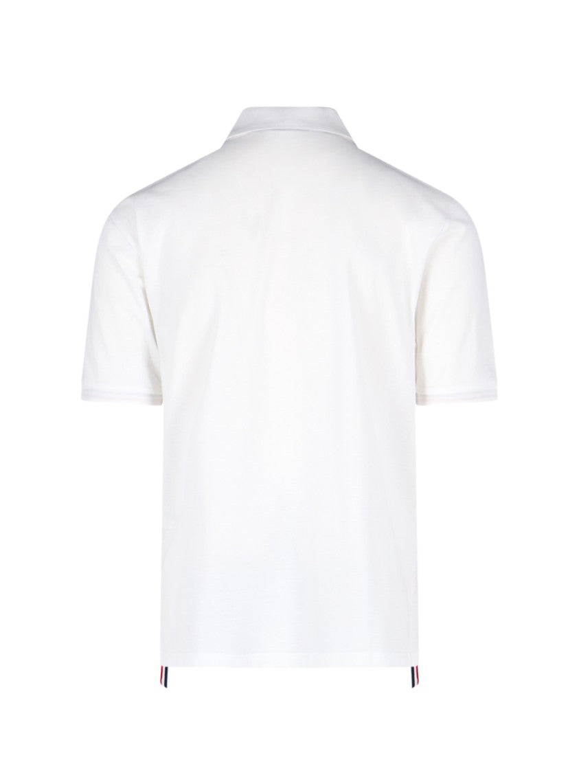 Thom Browne Pique Pocket Logo Polo – White