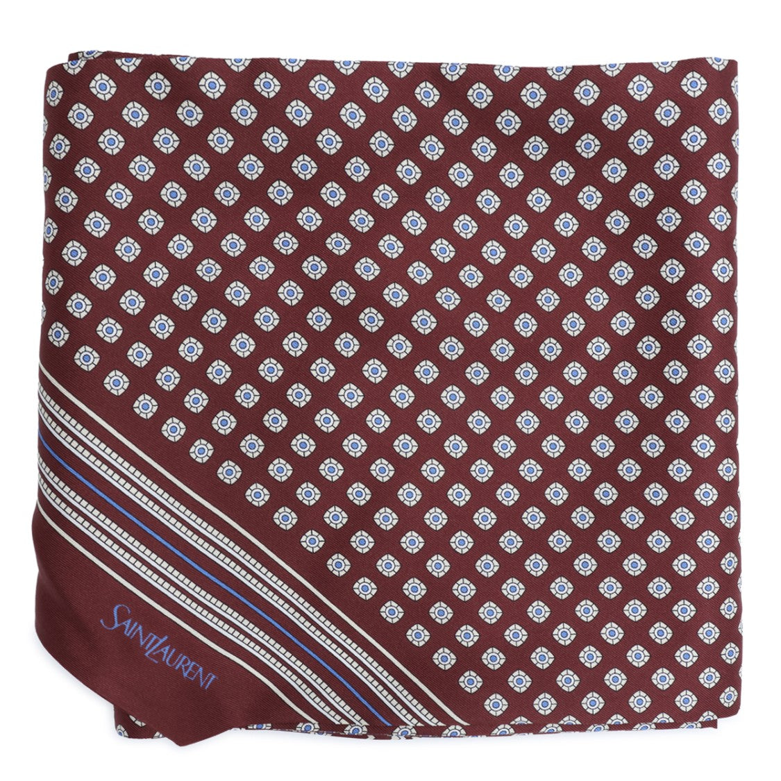 Saint Laurent Burgundy Geometric Silk Scarf