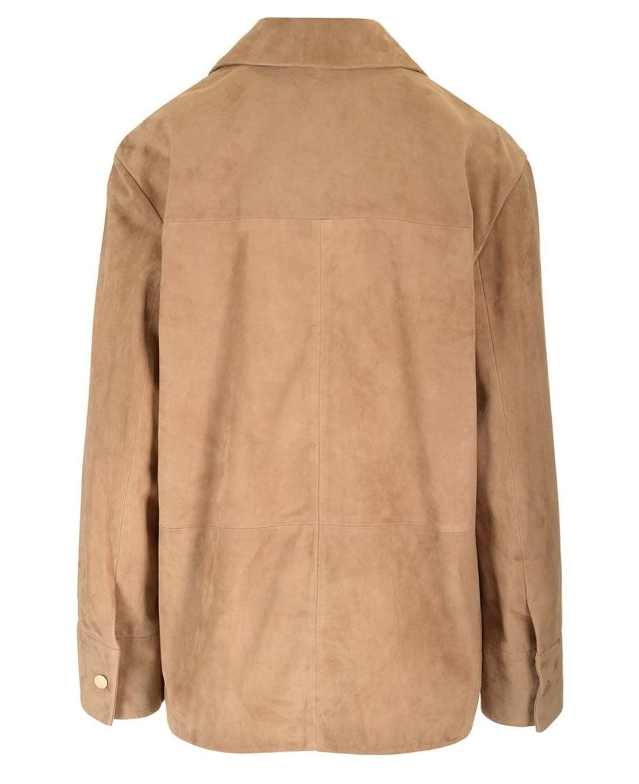 Max Mara Lambskin Leather Jacket With Classic Collar