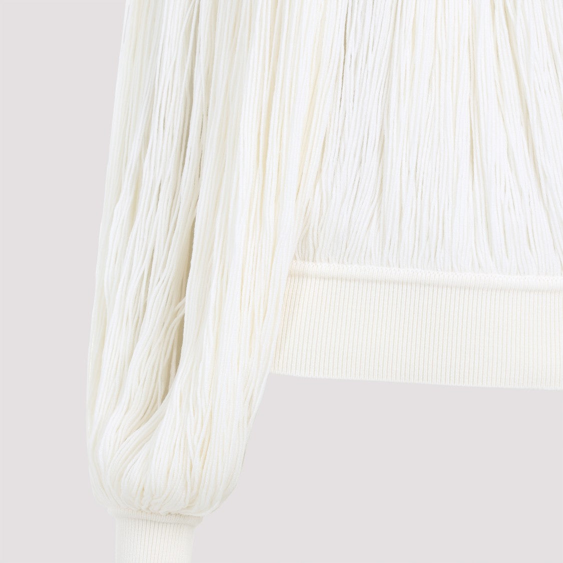 Alaïa White Wool/Polyamide Textured Blend Sweater