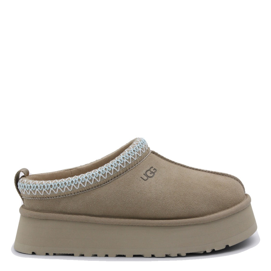 Ugg Slip-On Brown Suede Flats With Decorative Stitching