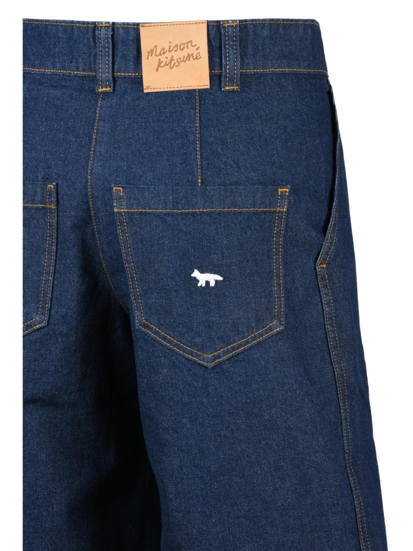 Maison Kitsuné Blue Cotton Denim Shorts