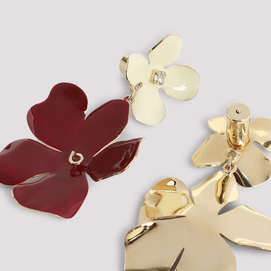 Marni Floral Burgundy Brass Earrings