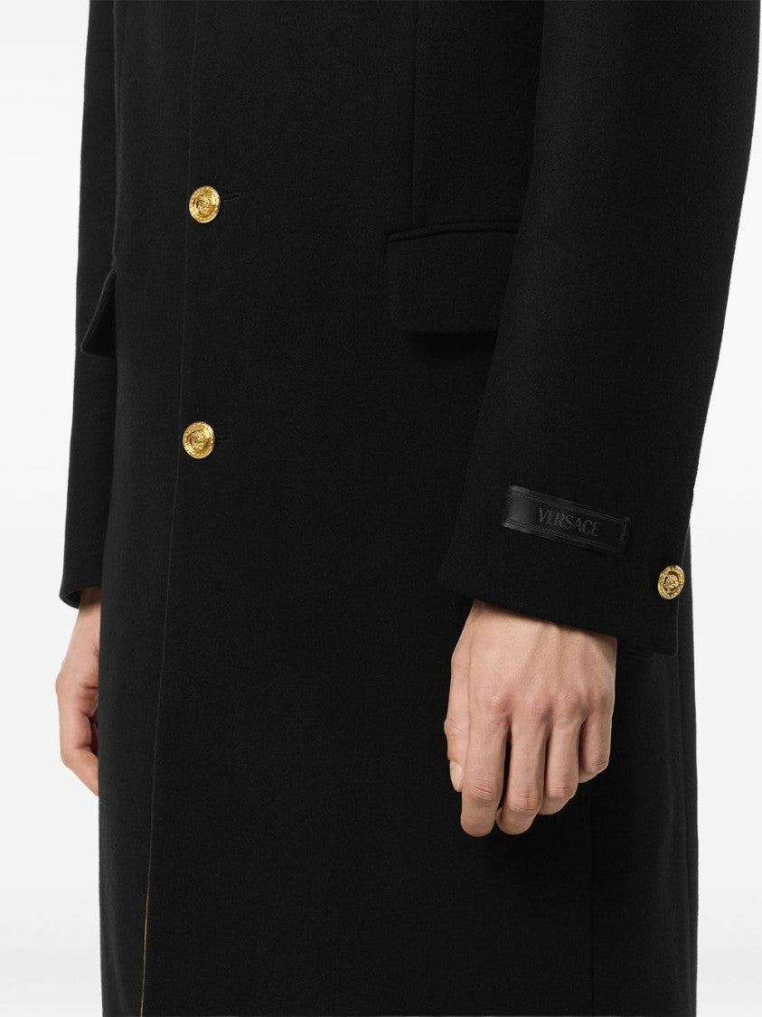 Versace Black Silk And Nylon Tailored Coats