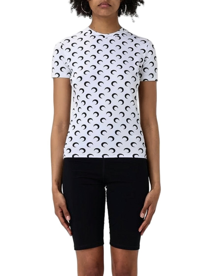 Marine Serre Crescent Moon Print Fitted Jersey Top