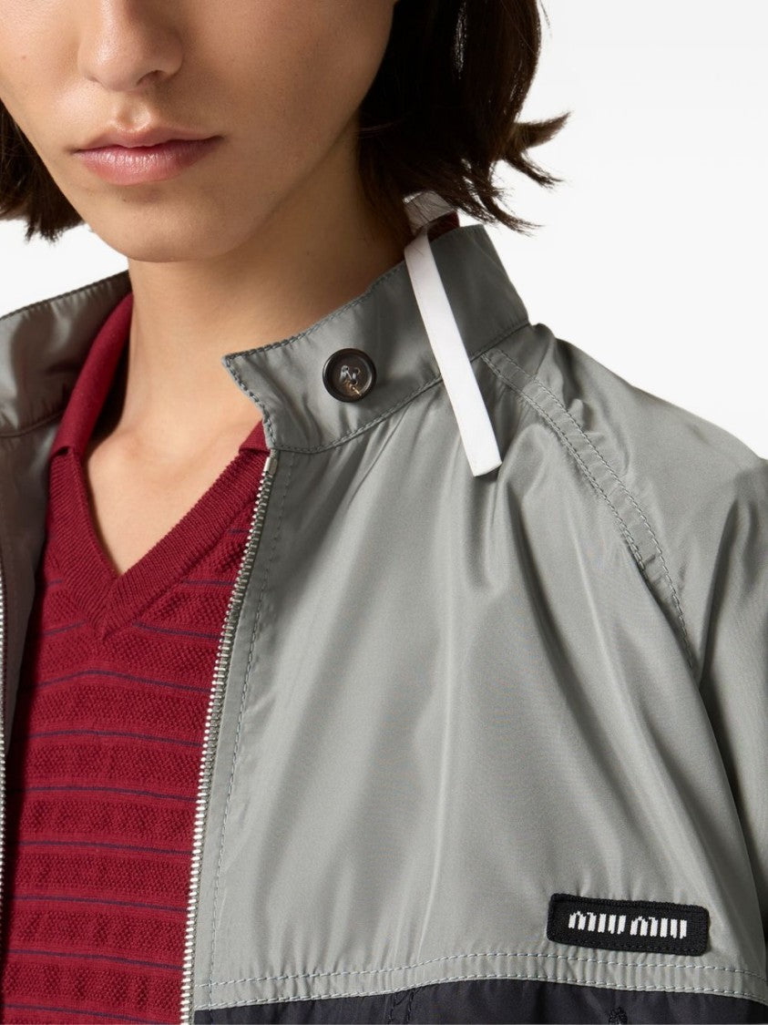 Miu Miu Black Relaxed Fit Zip-Up Stripe Jacket