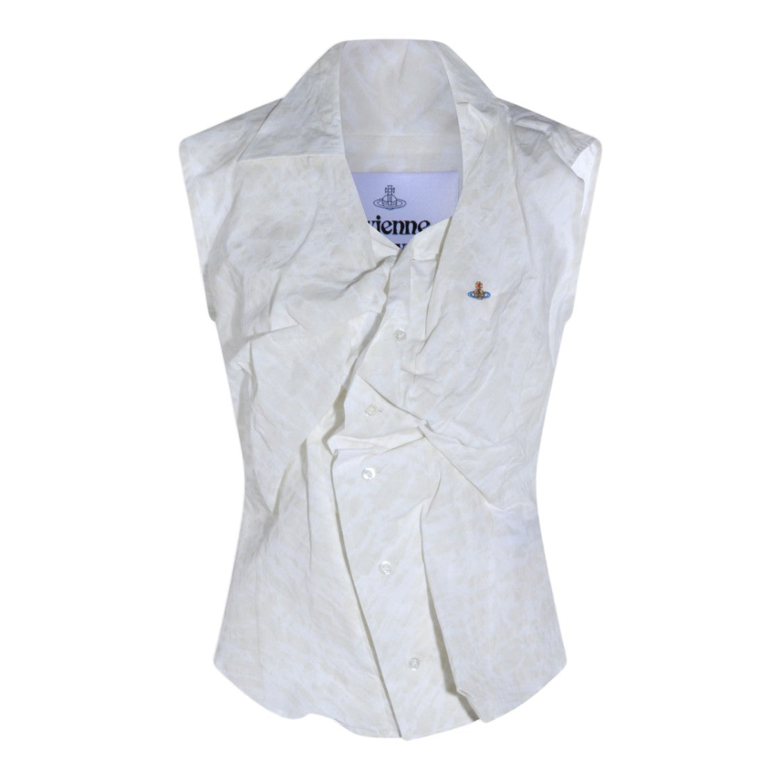 Vivienne Westwood Sleeveless White Shirt With Draped Front