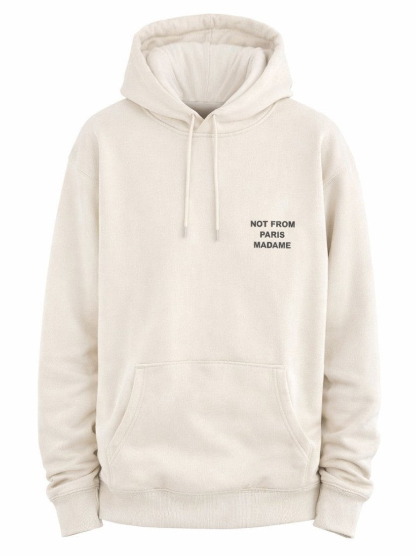 Drôle De Monsieur Light Beige Slogan Graphic Cotton Hoodie