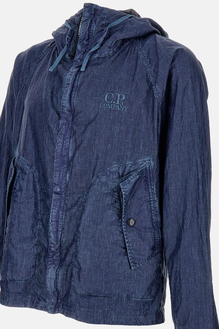 C.P. Company Textured Linen Jacket With Functional Hood And Built-In Glasses
