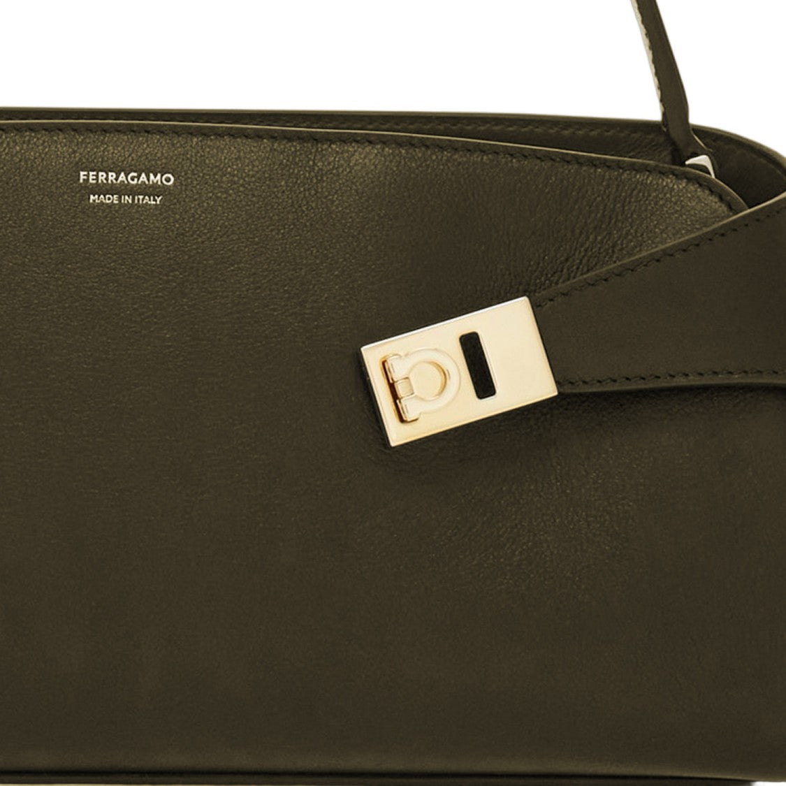 Salvatore Ferragamo Embossed Calfskin Shoulder Bag With Iconic Gancini Buckle