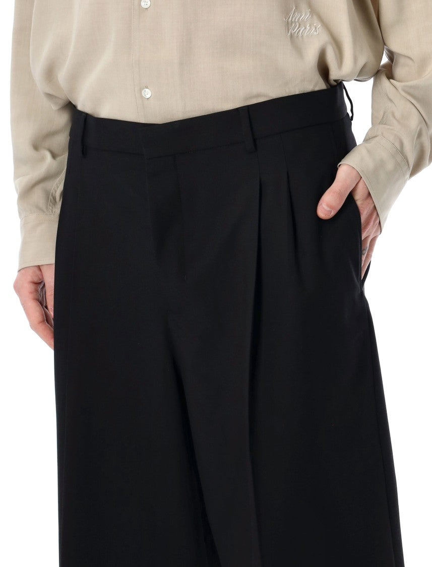 Ami Paris Lana Gabardine Front Pleats Bermuda Shorts