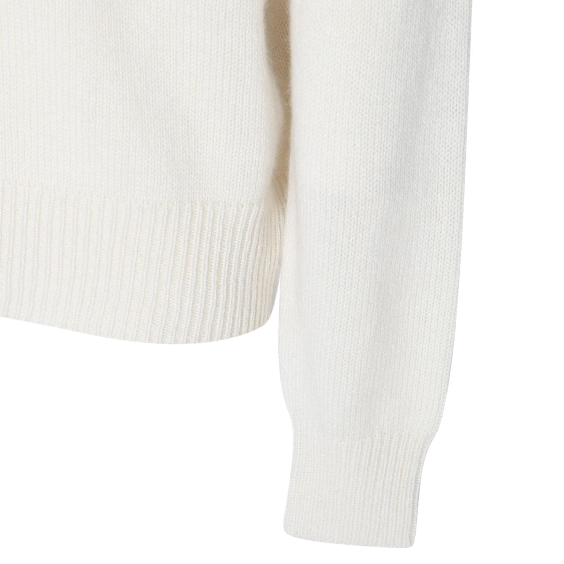 Jil Sander Minimalist White Wool Knit Sweater With Ribbed Hem