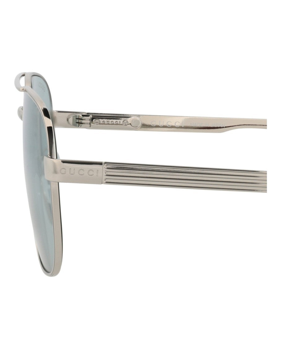 Gucci Aviator-Frame Metal Sunglasses With Adjustable Nosepads