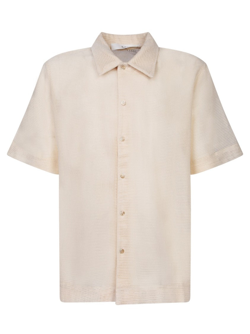 Séfr Textured Cotton Short-Sleeve Shirt With Classic Collar