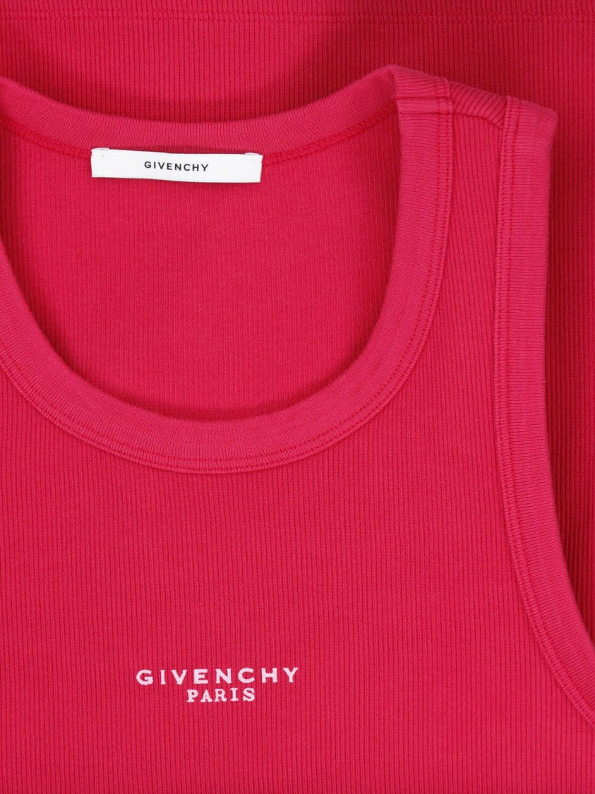Givenchy Flared Hem Ribbed Tank Top With Logo Accent