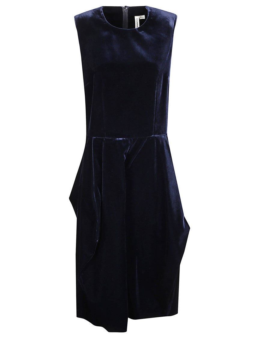 Comme Des Garçons Dark Blue Velvet Jumpsuit With Concealed Closure