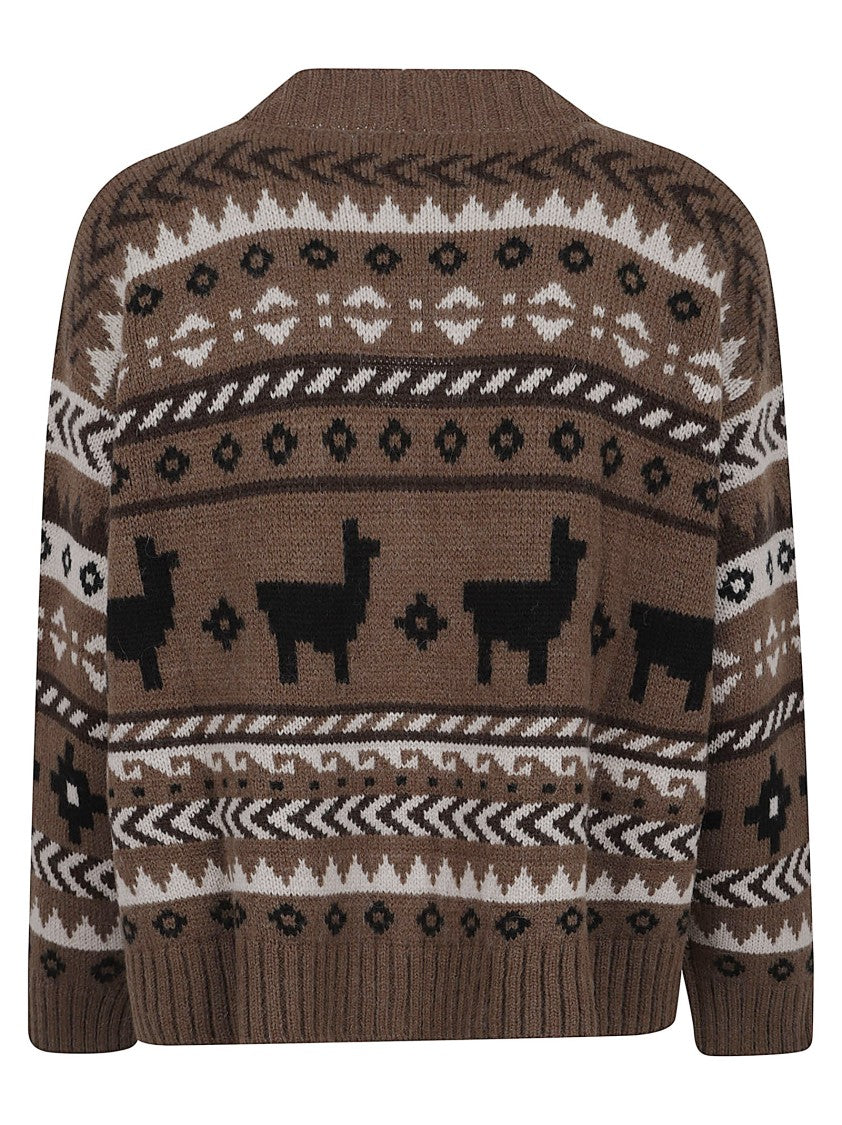 Max Mara Jacquard Weave Cardigan With Geometric