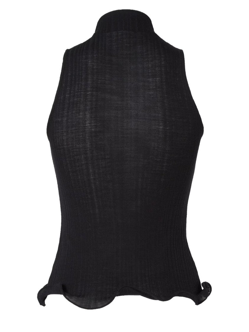 Fendi Virgin Wool Ribbed Fitted Top