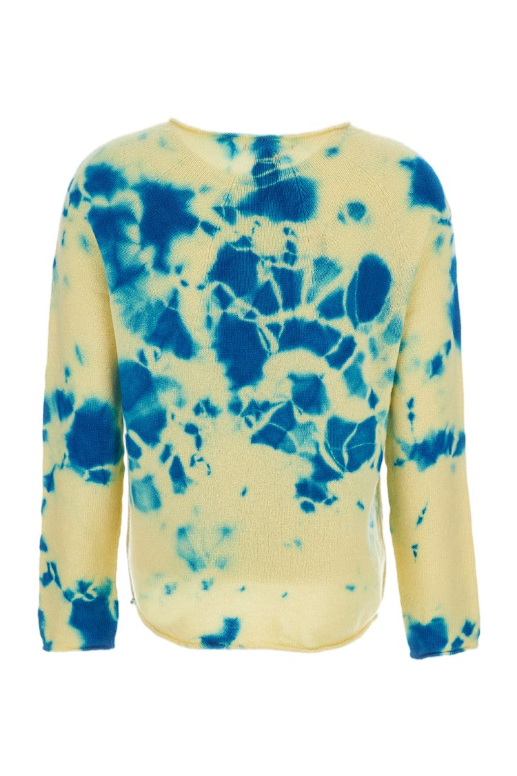Suzusan Seamless Cashmere Pullover With Artistic Shibori Color Treatment