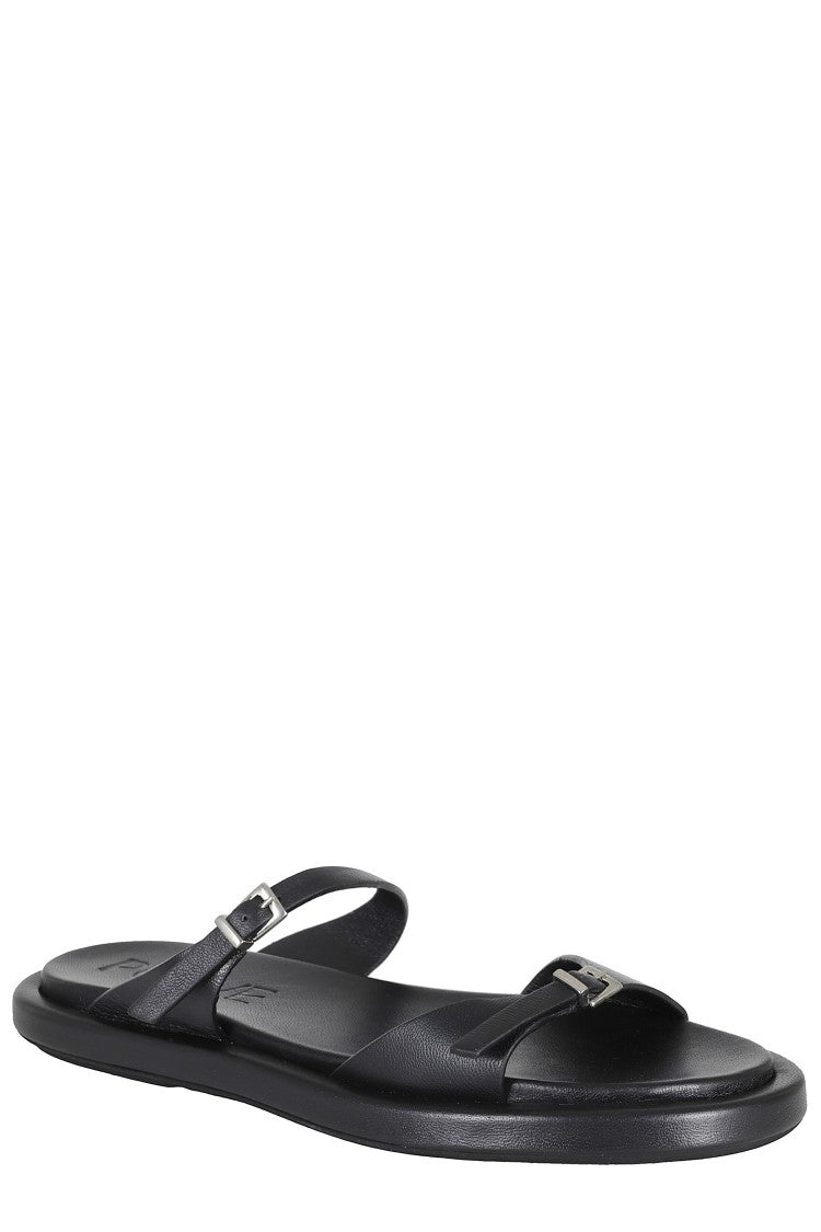 Poeve Black Laila Double-Strap Goat-Leather Mules