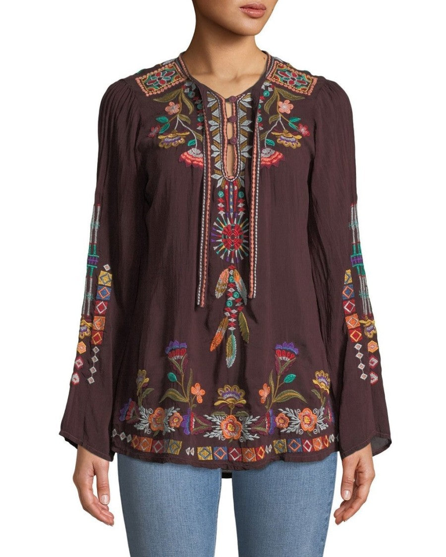 Johnny Was Free Spirit Embroidered Georgette Blouse - C14818