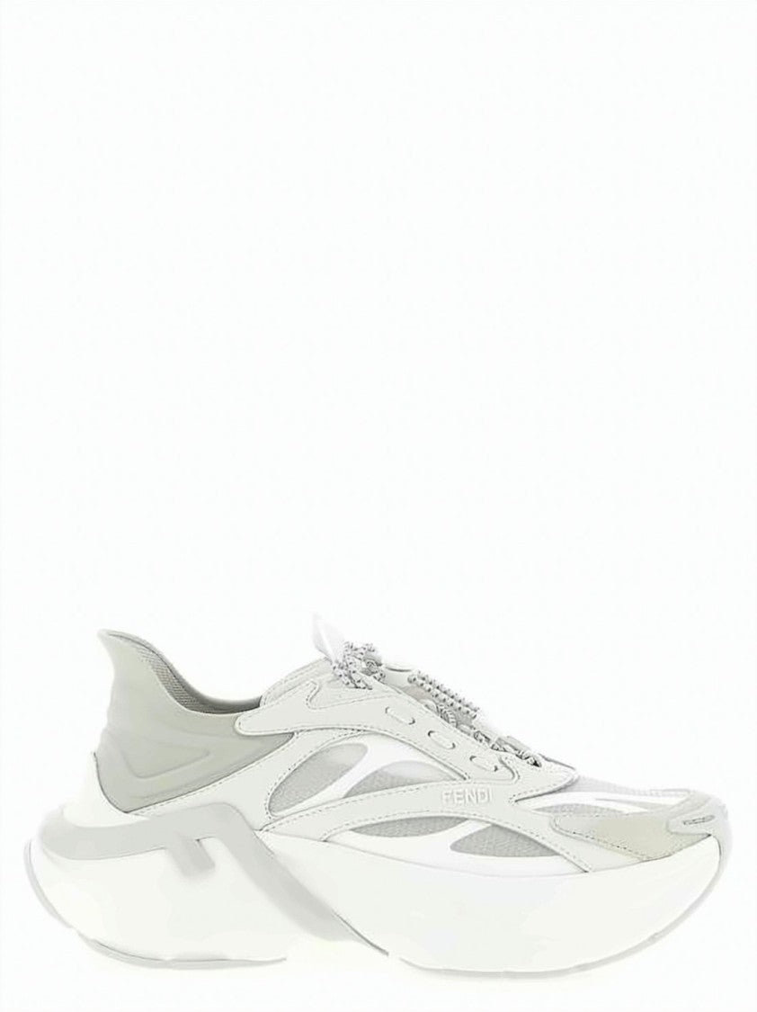 Fendi Futuristic White Sneakers With Sole