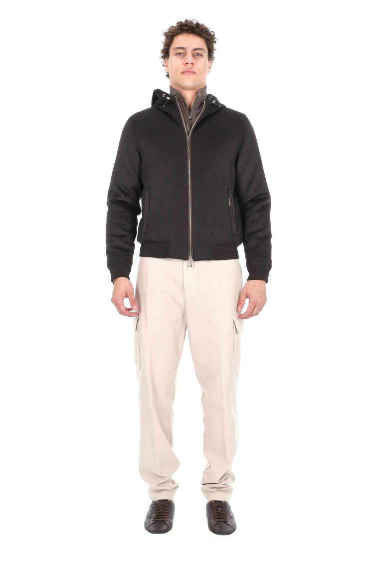 Moorer Baby Cashmere Down-Padded Wool-Cashmere Bomber Jacket