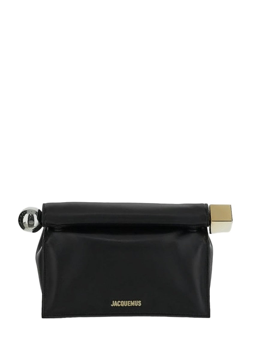Jacquemus Lambskin Leather Clutch With Fold-Over Top