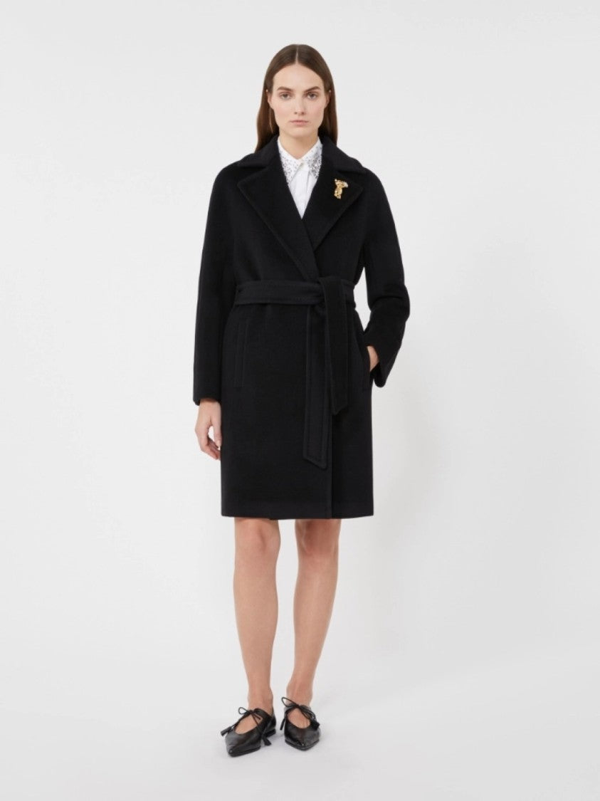 Max Mara Classic Tailored Black Virgin Wool Coat