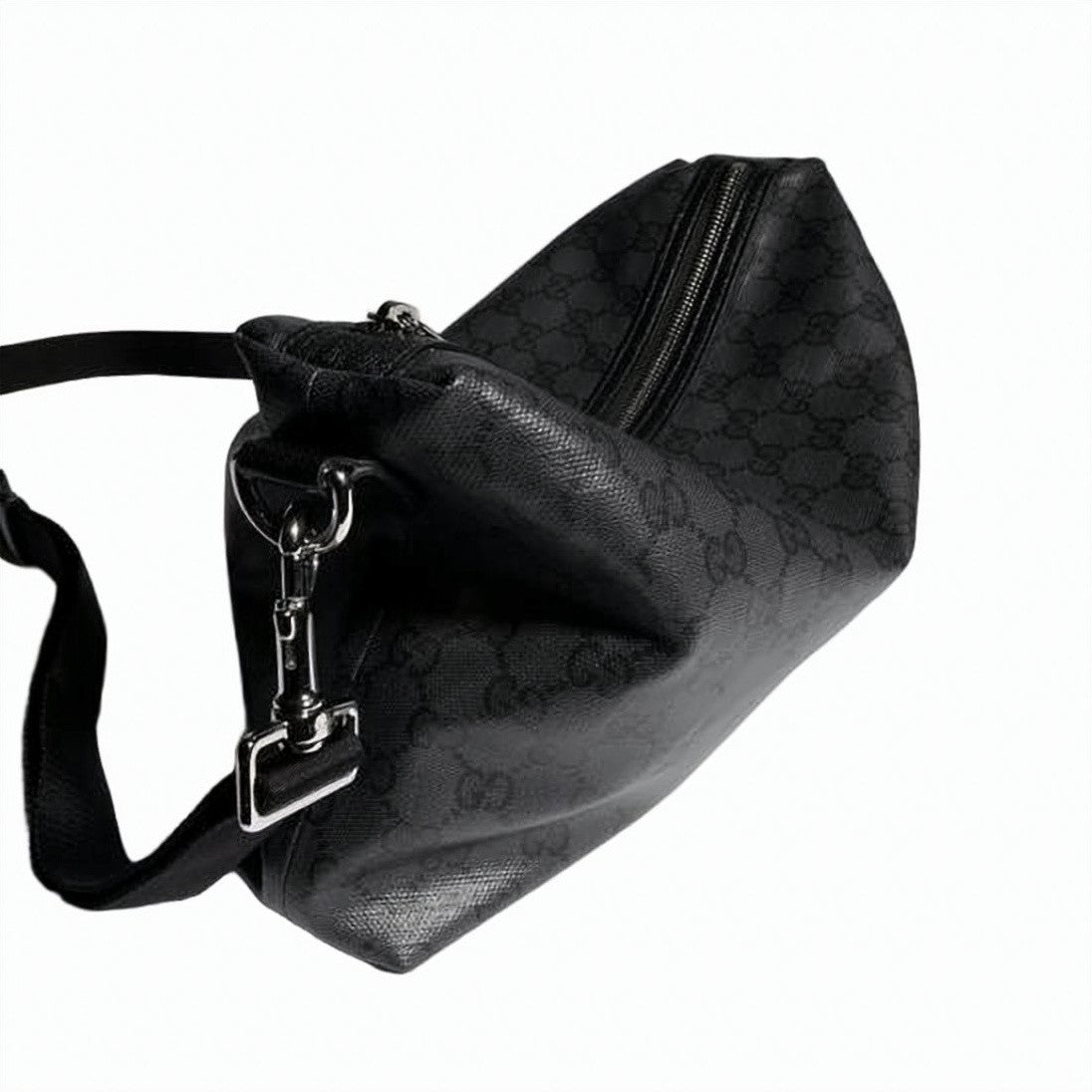 Gucci Textured Canvas Shoulder Bag With Monogram Pattern