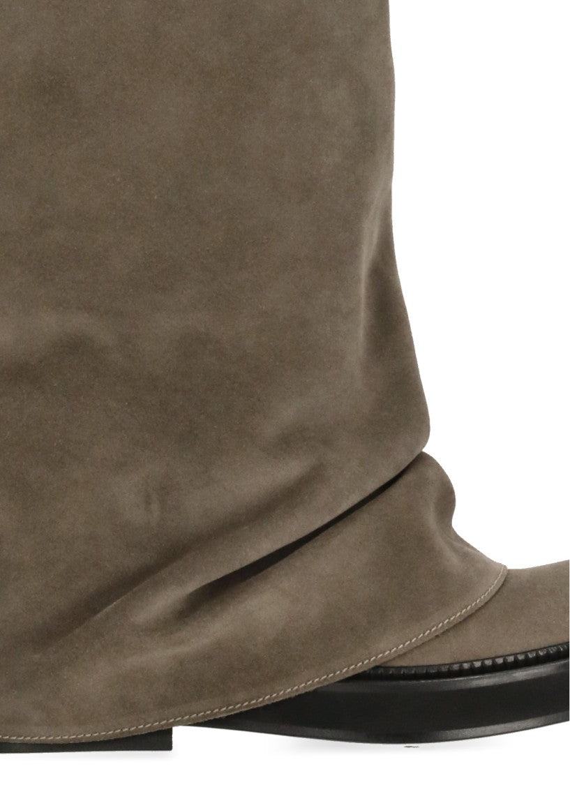 The Attico Brown Combat Robin Draped Suede Boots