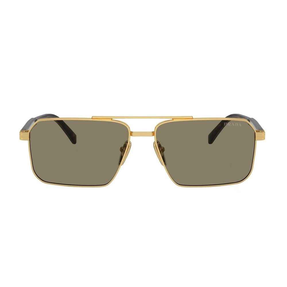 Prada Pra57s Gold-Colored Metal Rectangular Sunglasses