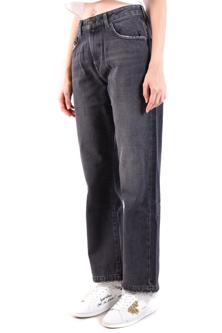 Diesel Wide-Leg Jeans With Frayed Hem And Signature Branding