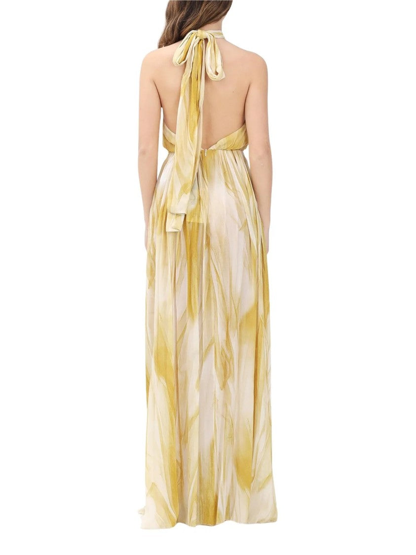 Elisabetta Franchi Curry Viscose Voile Long Dress