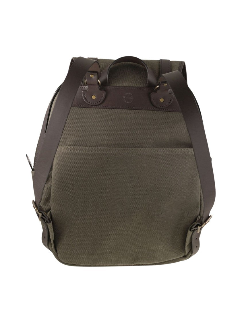 Filson Twill Fabric Backpack With Leather Accents And Functional Design