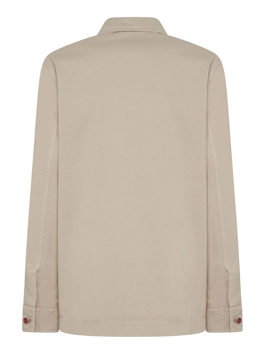Kiton Chalk-Colored Cotton Twill Shirt Jacket