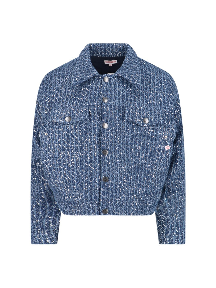 Charles Jeffrey Loverboy Blue Denim Sequin Jacket