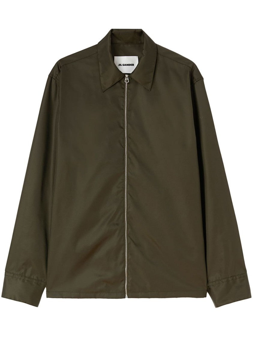 Jil Sander Tailored Dark Green Nylon Twill Shirt