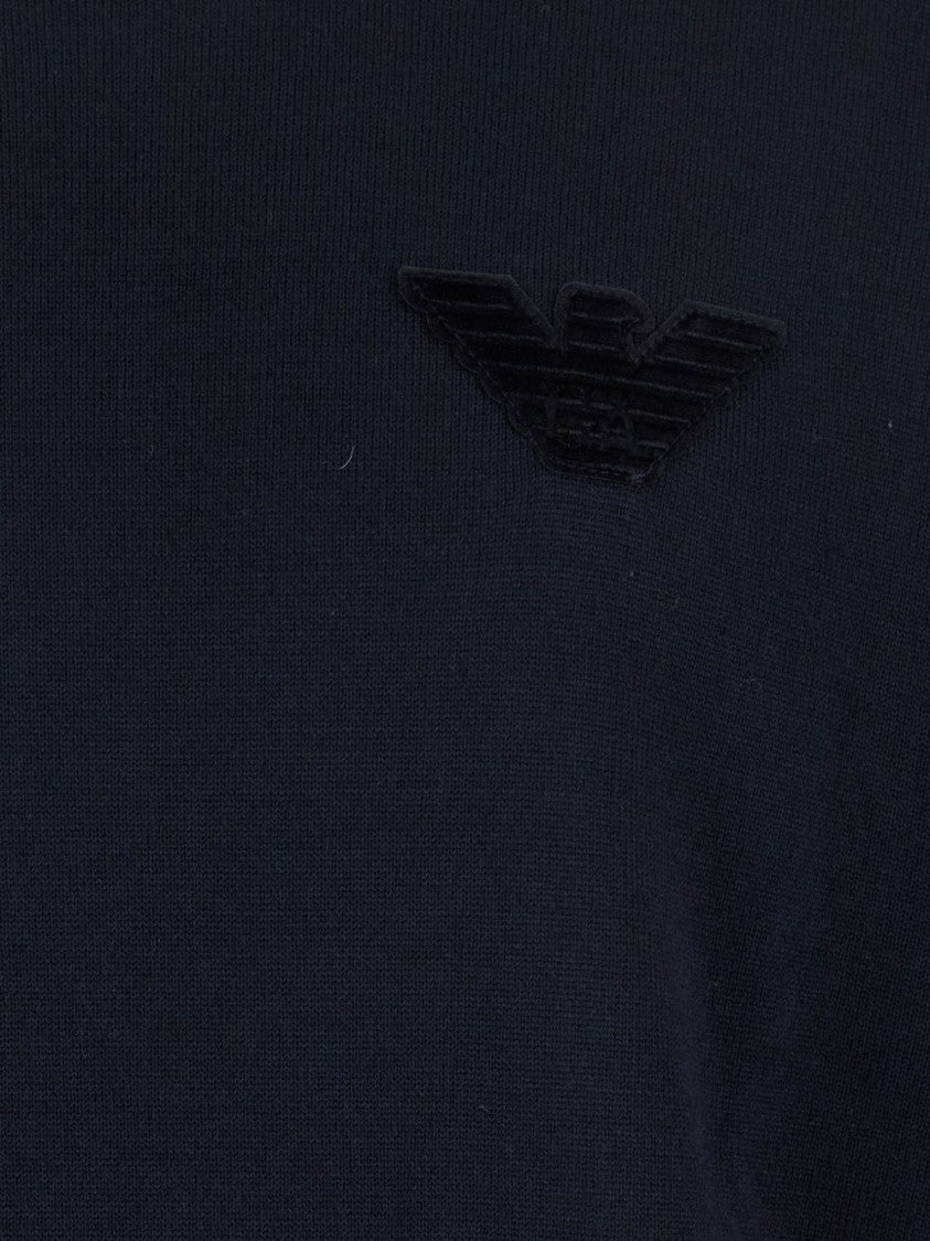 Emporio Armani Midnight Blue Wool Crew Neck Sweater