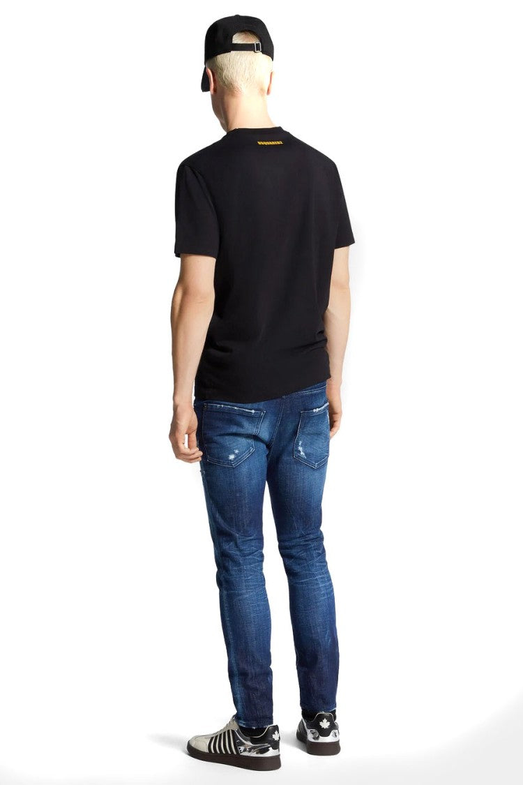 Dsquared2 Blue Distressed Dark Wash Cotton-Blend Skater Jeans