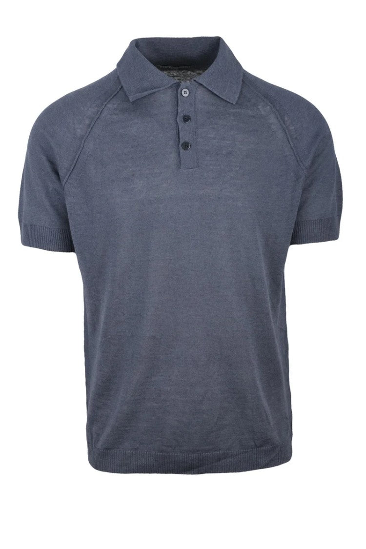 Daniele Fiesoli Grey Brushed Linen Cotton Knit Polo