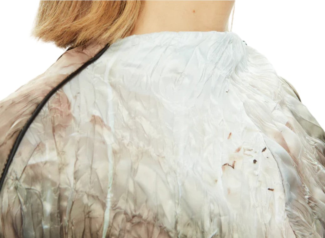 Mlo Crinkled Pleated Abstract Print Long-Sleeved Top