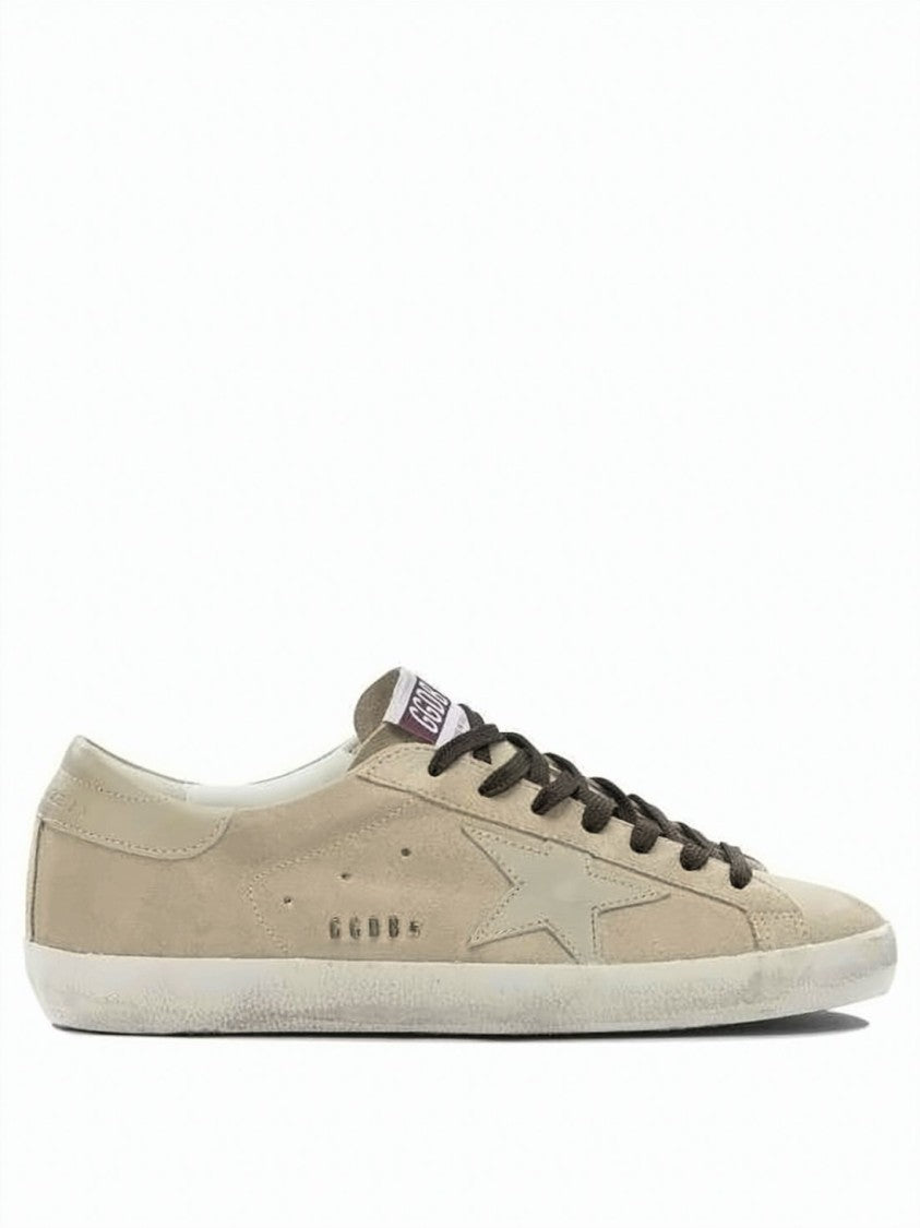 Golden Goose Beige Suede Low-Top Sneakers With Distressed Rubber Sole