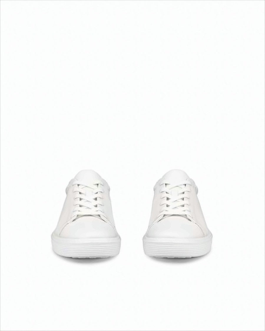 Ecco Minimalist White Leather Sneakers With Padded Collar