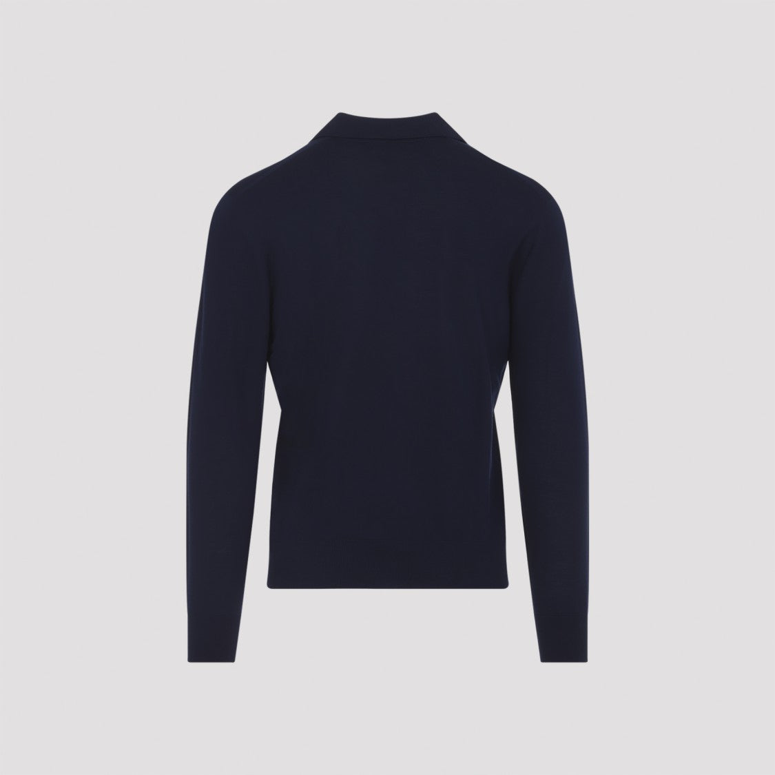 Sease Deep Navy Virgin Wool Sweater With Subtle Collar