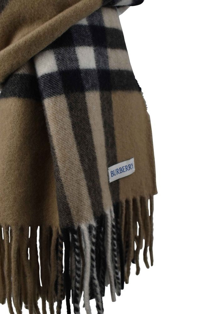 Burberry Plaid Cashmere Scarf With Fringed Ends