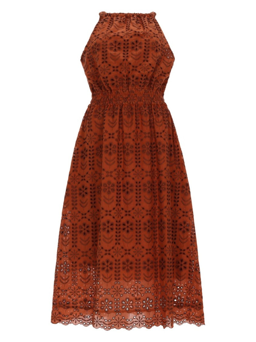 Ps Paul Smith Midi Traforato Floral Perforated Dress