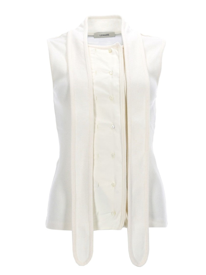 Lemaire Asymmetrical Ribbed Cotton-Linen Top